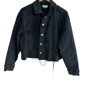 Ava & Viv Distressed Black Denim Jacket